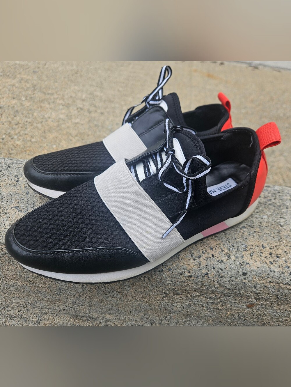 Steve Madden Women's Black & White Slip-On Athletic Sneakers